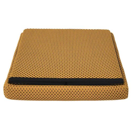 Pouf Coffre Carré Pliable En Tissu Texturé Maille 3d Jaune - Electron