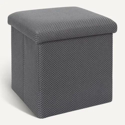 Pouf Coffre Carré Pliable En Tissu Texturé Maille 3d Gris - Electron