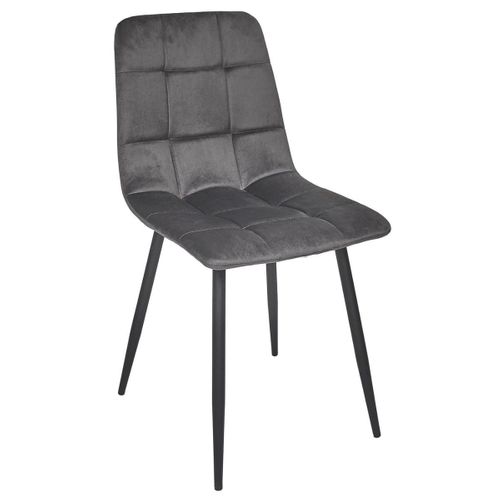 Lot De 2 Chaises Matelassées En Tissu Toucher Doux Gris - Matelia