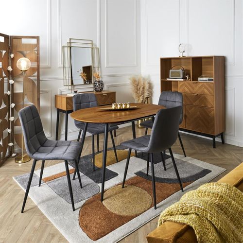 Lot De 2 Chaises Matelassées En Tissu Toucher Doux Gris - Matelia