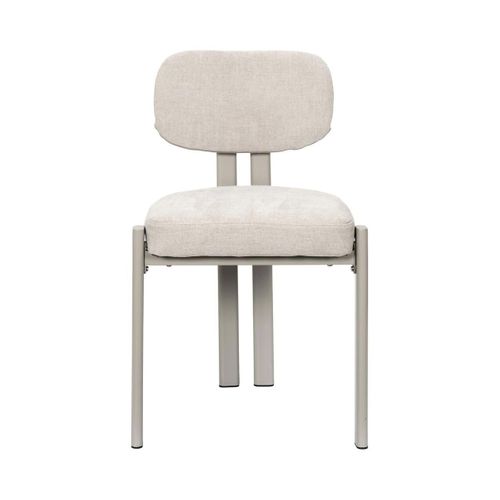 Lot De 6 Chaises Assise Et Dossier Rembourré Et Tissu Toucher Doux Beige Pieds Métal Design - Stubb
