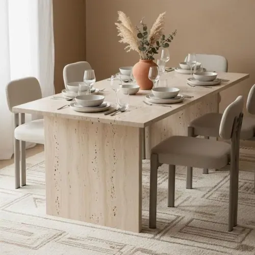 Lot De 6 Chaises Assise Et Dossier Rembourré Et Tissu Toucher Doux Beige Pieds Métal Design - Stubb
