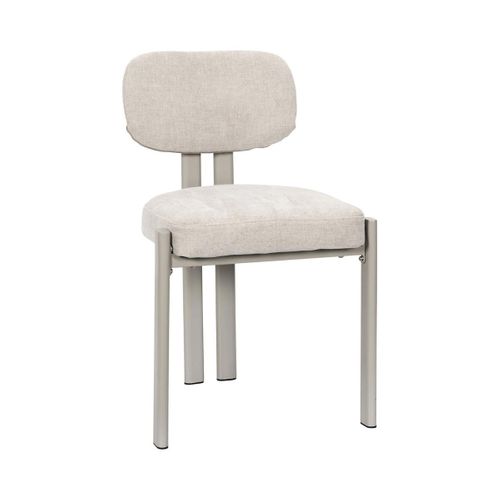 Lot De 6 Chaises Assise Et Dossier Rembourré Et Tissu Toucher Doux Beige Pieds Métal Design - Stubb