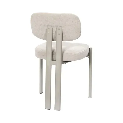 Lot De 6 Chaises Assise Et Dossier Rembourré Et Tissu Toucher Doux Beige Pieds Métal Design - Stubb