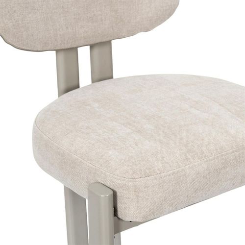 Lot De 6 Chaises Assise Et Dossier Rembourré Et Tissu Toucher Doux Beige Pieds Métal Design - Stubb