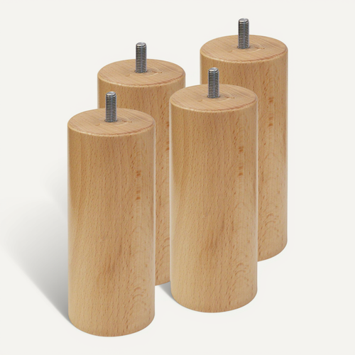 Elea - Jeu De 4 Pieds 15 Cm Naturel Pour Sommier Tapissier