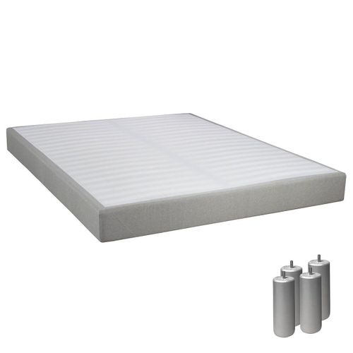 Sommier Tapissier Démontable 2x20 Lattes 160x200cm Lin + Pieds Argent 15cm - Tapikit