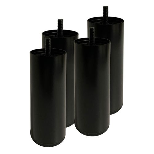 Jeu De 4 Pieds Métalliques Noir 15cm Pour Sommier Tapissier - Pillar