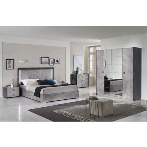 Commode 3 Tiroirs Longueur 120cm Gris Effet Pierre - Hyde