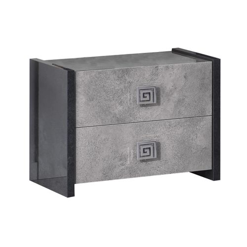 Chambre Complète 160x200cm Gris Effet Pierre Avec LEDs - Hyde