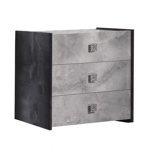 Chambre Complète 160x200cm Gris Effet Pierre Avec LEDs - Hyde