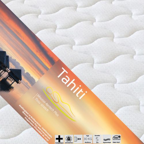 Matelas Mousse 90x190cm Epaisseur 18cm - Tahiti
