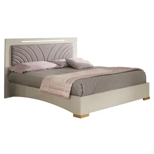 Chambre Complète 160x200cm Crème Et Bronze + LEDs - Panaca