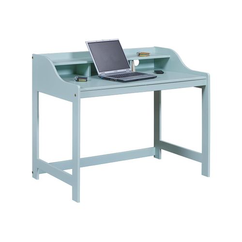 Glasca - Bureau En Pin Vert D'eau Avec Compartiments