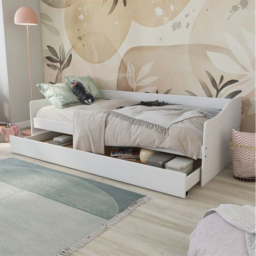 Lit Gigogne 90x200cm En Pin Massif Coloris Blanc - Cantari