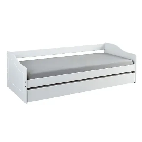 Lit Gigogne 90x200cm En Pin Massif Coloris Blanc - Cantari