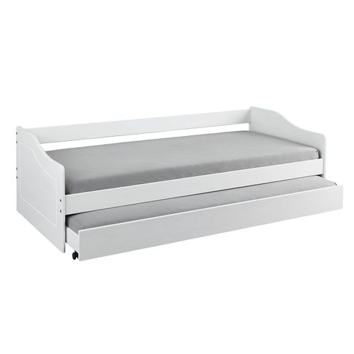 Lit Gigogne 90x200cm En Pin Massif Coloris Blanc - Cantari