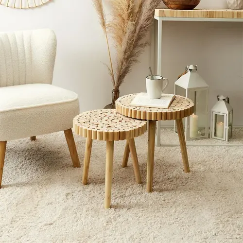Duo De Tables Gigognes Plateau Rondins De Bois - Frej