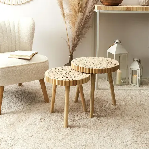 Duo De Tables Gigognes Plateau Rondins De Bois - Frej