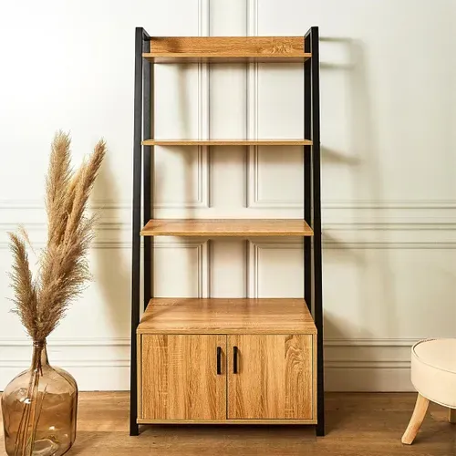 Meuble Etagère Industriel Effet Bois Et Métal - Rajio