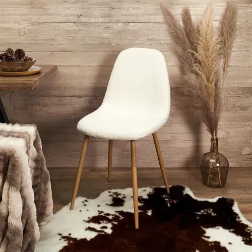 Lot De 2 Chaises Blanches Tissu Bouclettes - Fjard