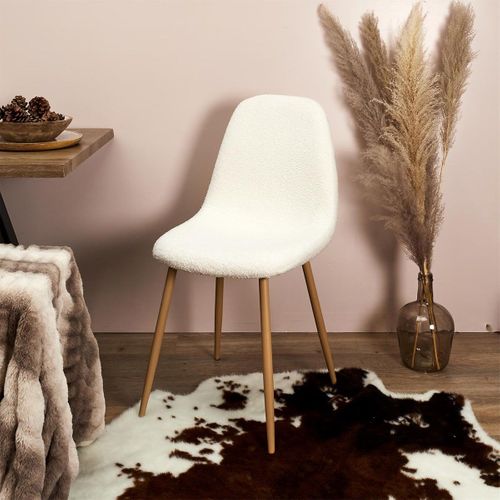 Lot De 2 Chaises Blanches Tissu Bouclettes - Fjard