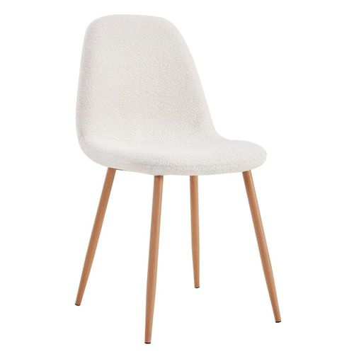 Lot De 2 Chaises Blanches Tissu Bouclettes - Fjard