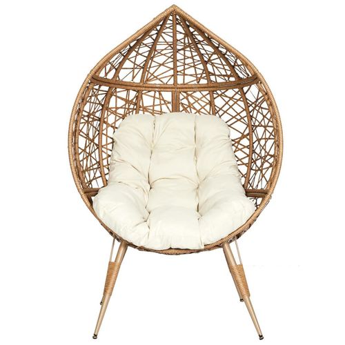 Fauteuil Cocon Effet Rotin Assise Capitonnée - Merida