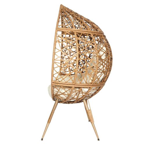 Fauteuil Cocon Effet Rotin Assise Capitonnée - Merida