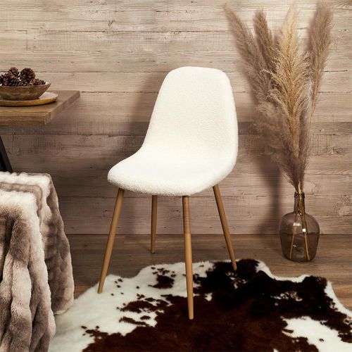 Fjard - Lot De 4 Chaises Blanches Tissu Bouclettes