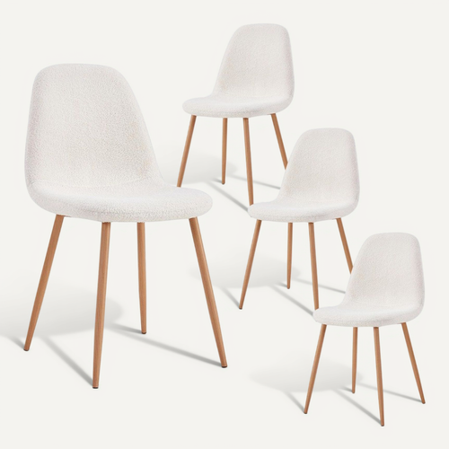 Fjard - Lot De 4 Chaises Blanches Tissu Bouclettes