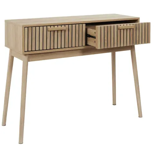 Console 2 Tiroirs Effet Bois Avec Tasseaux - Pajan