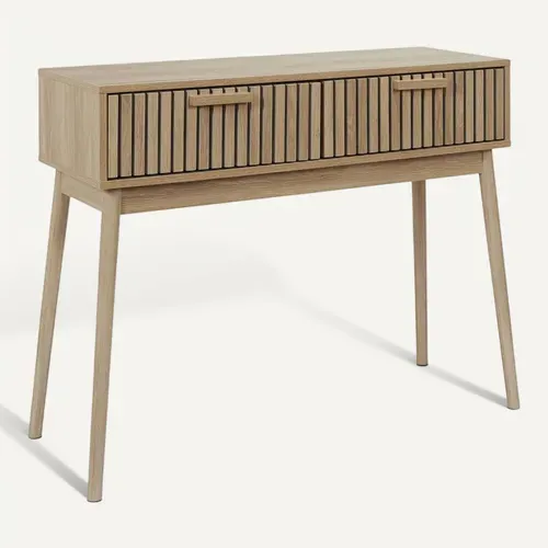 Console 2 Tiroirs Effet Bois Avec Tasseaux - Pajan