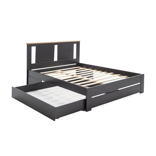 Tiroir De Rangement Pour Lit 140x190cm Coloris Anthracite - Emori
