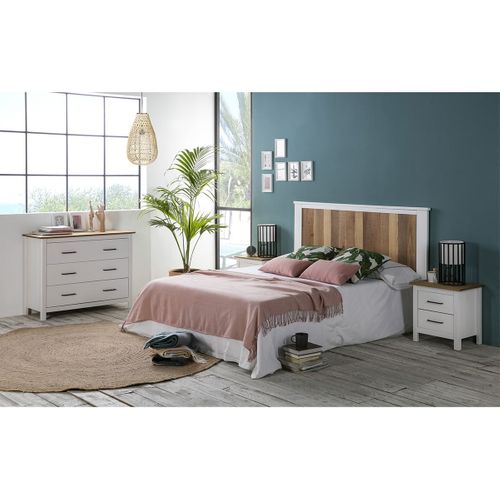 Commode 3 Tiroirs Bois Ciré Coloris Blanc - Tina