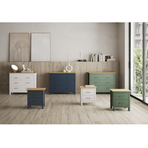 Commode 3 Tiroirs Bois Ciré Coloris Blanc - Tina