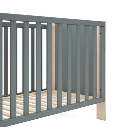 Lit Bébé 60x120cm Mdf Et Pin Coloris Gris Vert Et Naturel - Kaina