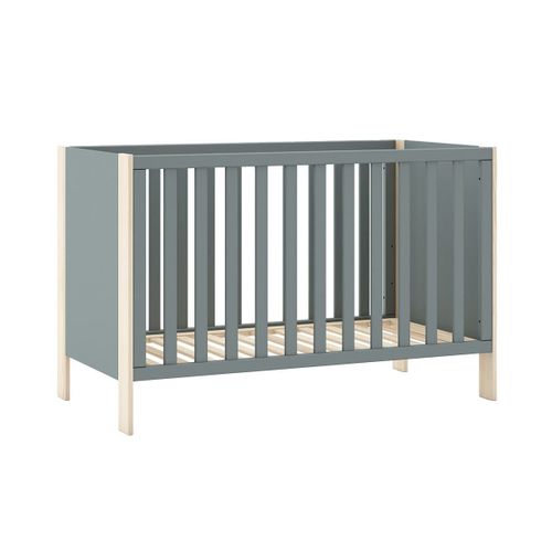 Lit Bébé 60x120cm Mdf Et Pin Coloris Gris Vert Et Naturel - Kaina