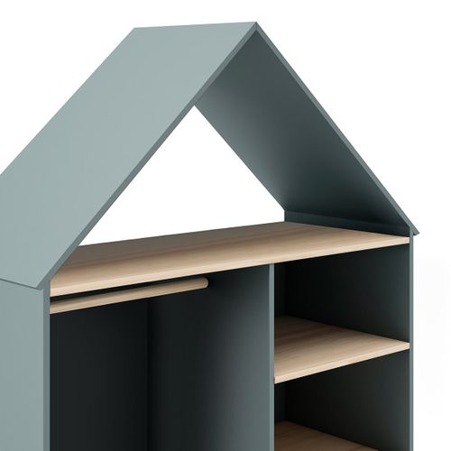 Dressing Cabane Enfant Mdf Et Pin Coloris Gris Vert Et Naturel - Kaina