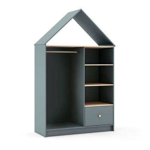 Dressing Cabane Enfant Mdf Et Pin Coloris Gris Vert Et Naturel - Kaina
