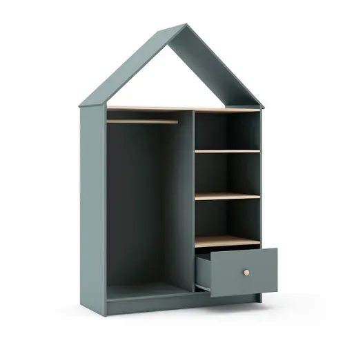 Dressing Cabane Enfant Mdf Et Pin Coloris Gris Vert Et Naturel - Kaina