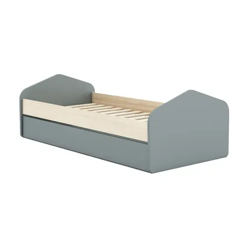Chambre 90x200cm Avec Commode 3t Et Dressing Cabane Coloris Gris Et Naturel - Kaina