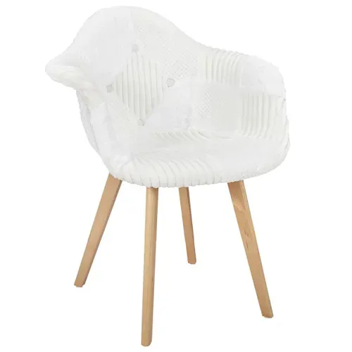 Lot De 2 Fauteuils Imitation Laine Motif Patchwork Blanc - Rohan