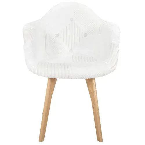 Lot De 2 Fauteuils Imitation Laine Motif Patchwork Blanc - Rohan