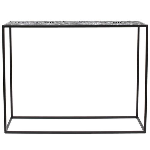 Console En Métal Noir Plateau Motifs Feuilles - Vania