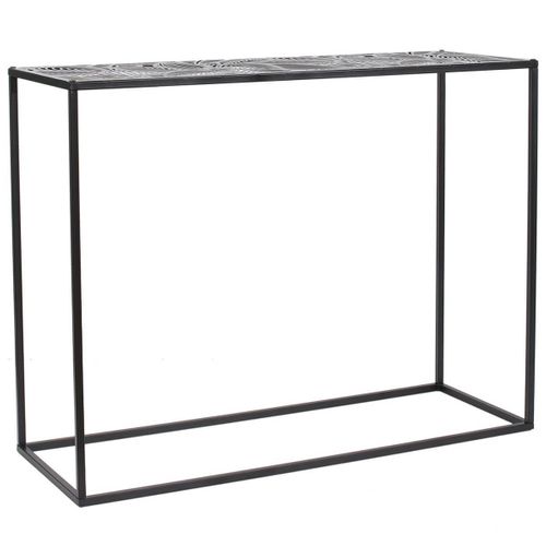 Console En Métal Noir Plateau Motifs Feuilles - Vania