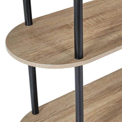 Etagère 4 Tablettes Ovales Aspect Bois Pieds Noirs - Entas