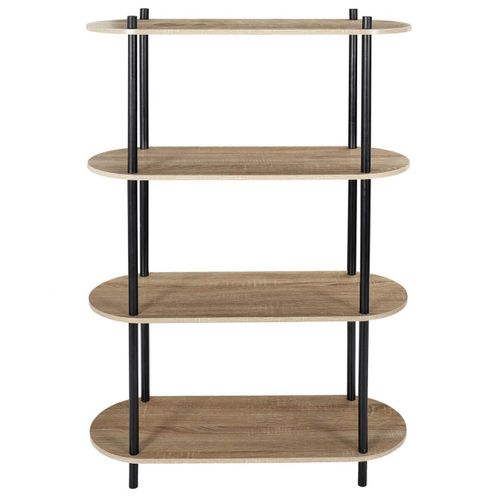 Etagère 4 Tablettes Ovales Aspect Bois Pieds Noirs - Entas