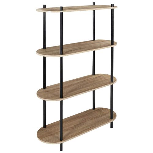 Etagère 4 Tablettes Ovales Aspect Bois Pieds Noirs - Entas