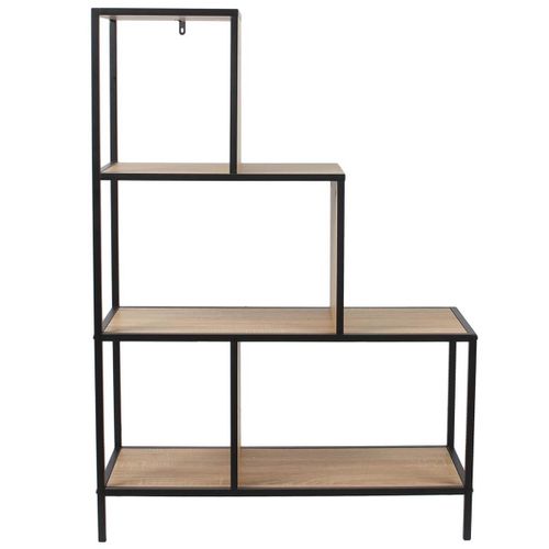 Etagère Escalier 4 Niveaux Aspect Bois Et Métal Noir - Endis